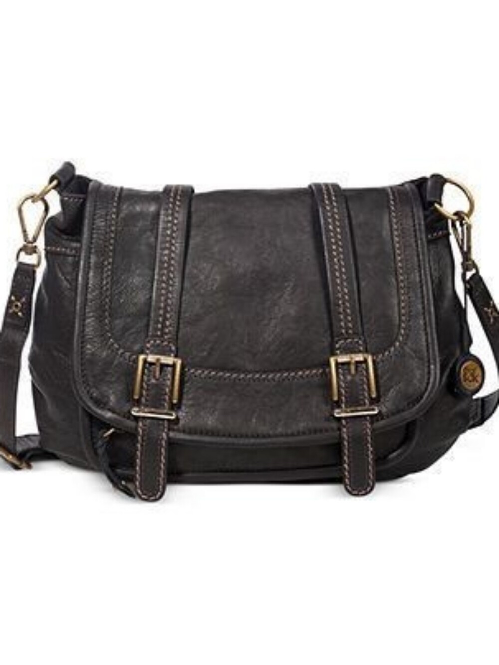 The Sak Black Leather Crossbody Satchel Shoulder Bag
